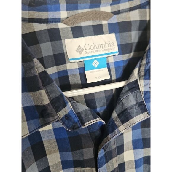 Columbia Mens Sz XXL Button Up Shirt Blue Plaid Long Sleeve Long Sleeves - Picture 2 of 4